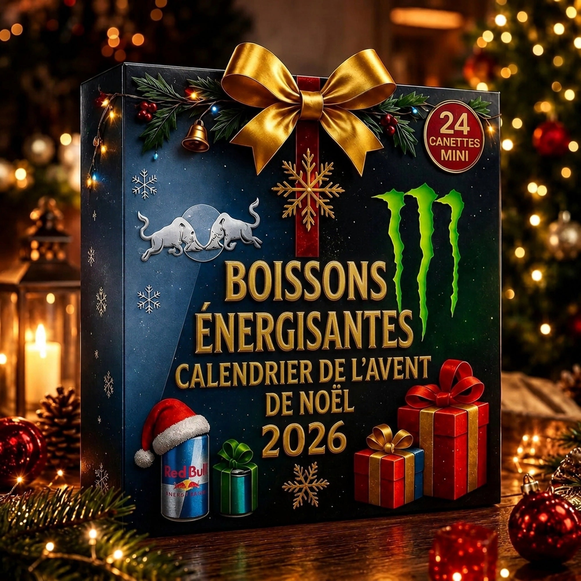 Calendrier de l'Avent Boissons Énergisantes 24 Jours Compte à Rebours de Noël