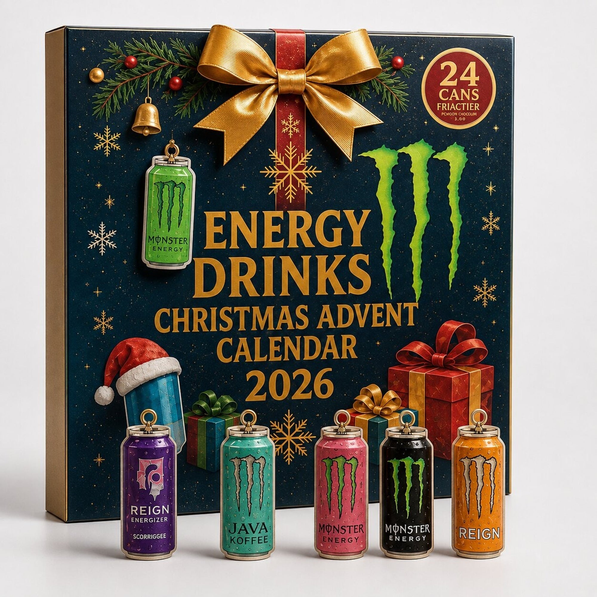 Calendrier de l'Avent Boissons Énergisantes 24 Jours Compte à Rebours de Noël
