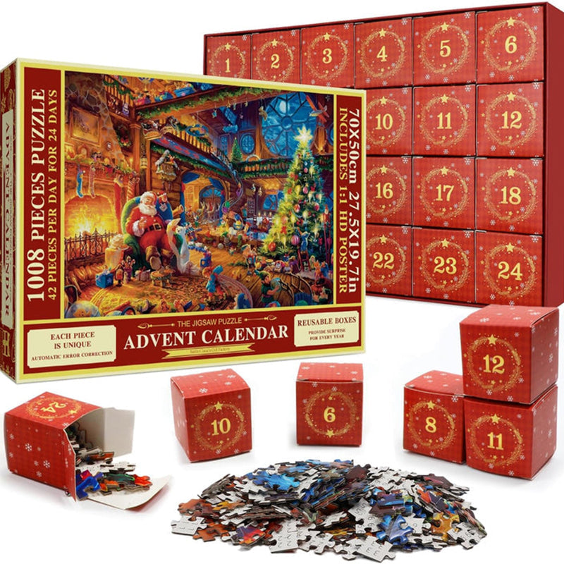 Calendrier de l'Avent puzzle de Noël - Compte à rebours 24 jours