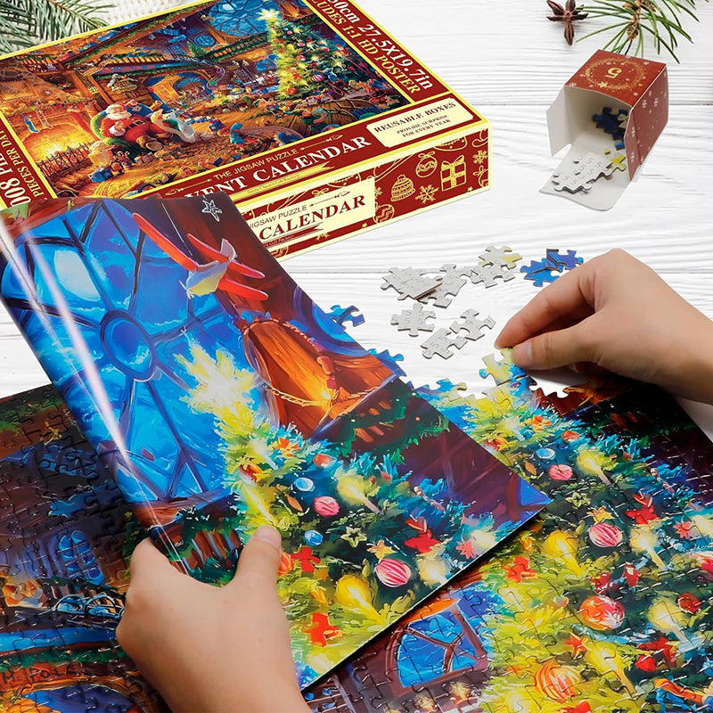 Calendrier de l'Avent puzzle de Noël - Compte à rebours 24 jours
