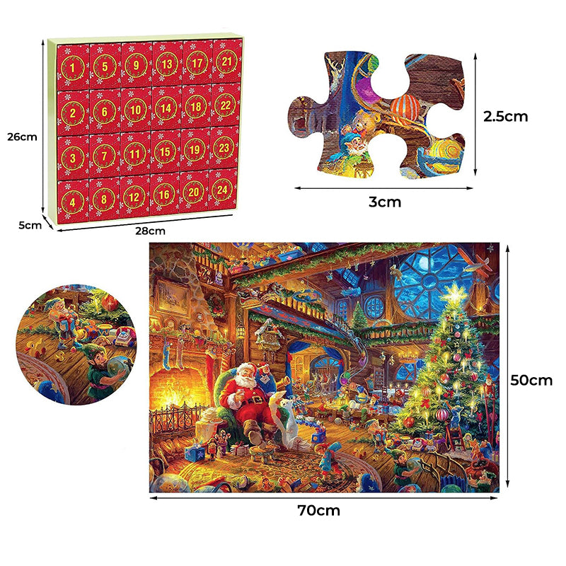 Calendrier de l'Avent puzzle de Noël - Compte à rebours 24 jours