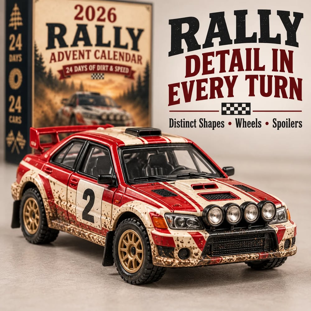 Calendrier de l'Avent Rallye 2026 – 24 jours de voitures de rallye à collectionner