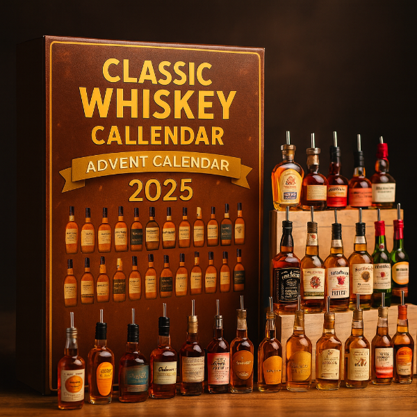 Calendrier de l'Avent whisky 2025 avec 24 bouteilles miniatures à collectionner (sans alcool)