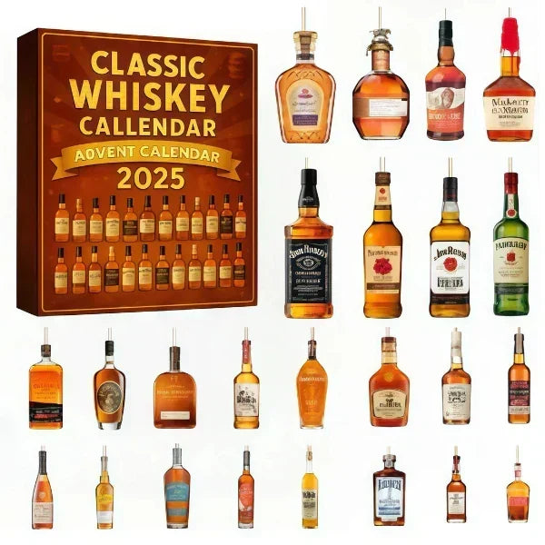 Calendrier de l'Avent whisky 2025 avec 24 bouteilles miniatures à collectionner (sans alcool)