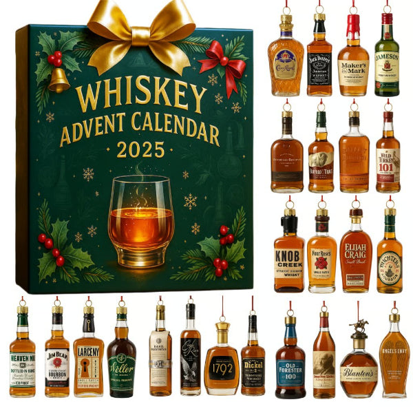 Calendrier de l'Avent whisky 2025 avec 24 bouteilles miniatures à collectionner (sans alcool)