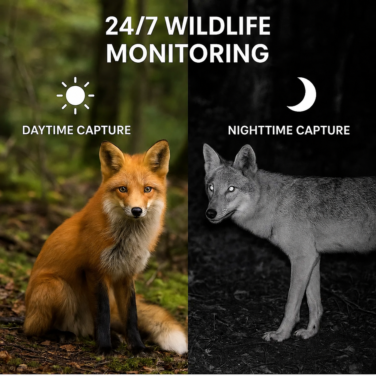 Caméra de surveillance animalière extérieure avec vision nocturne