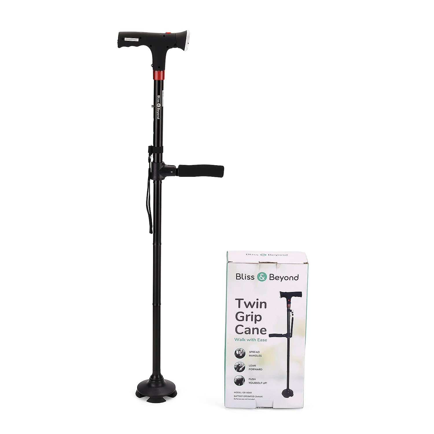 Canne de marche intelligente avec lumière LED et alarme SOS