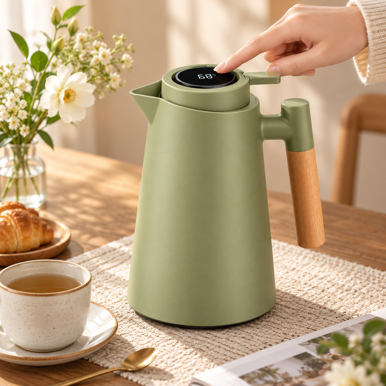 Carafe isotherme avec affichage de température à double paroi