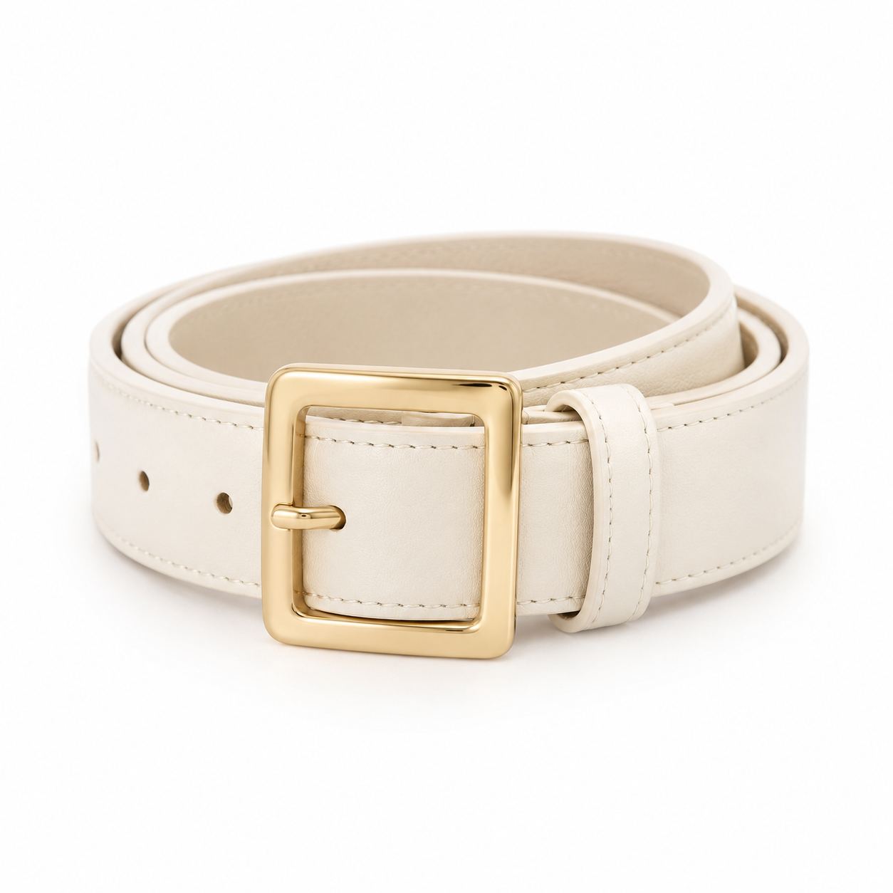 Ceinture crème avec boucle dorée 3,5 cm mixte