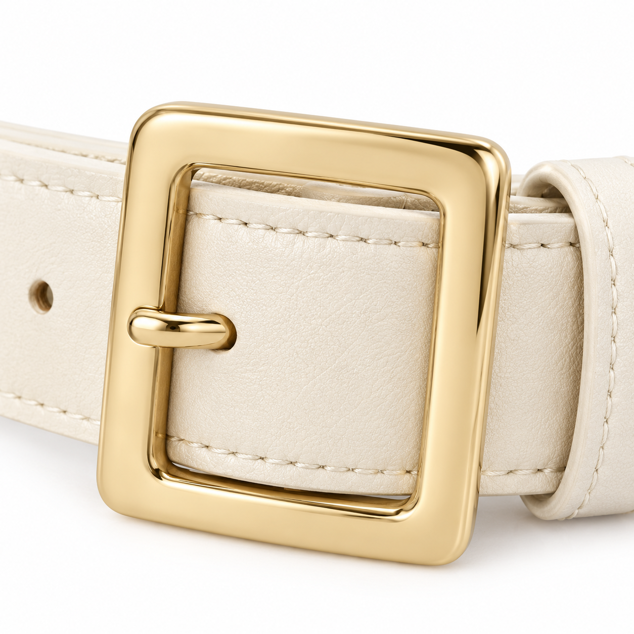 Ceinture crème avec boucle dorée 3,5 cm mixte