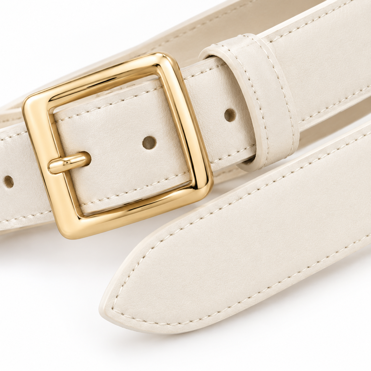 Ceinture crème avec boucle dorée 3,5 cm mixte