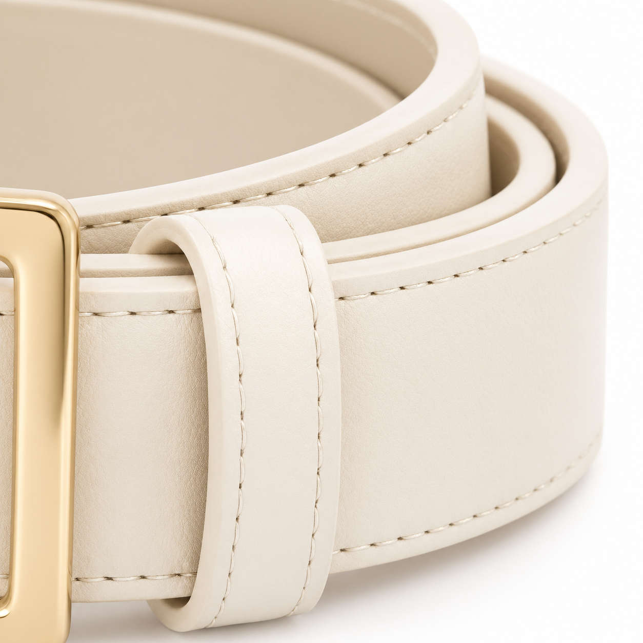 Ceinture crème avec boucle dorée 3,5 cm mixte