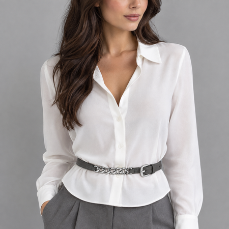 Ceinture gris anthracite avec détail chaîne en cuir végétalien NARSAGO