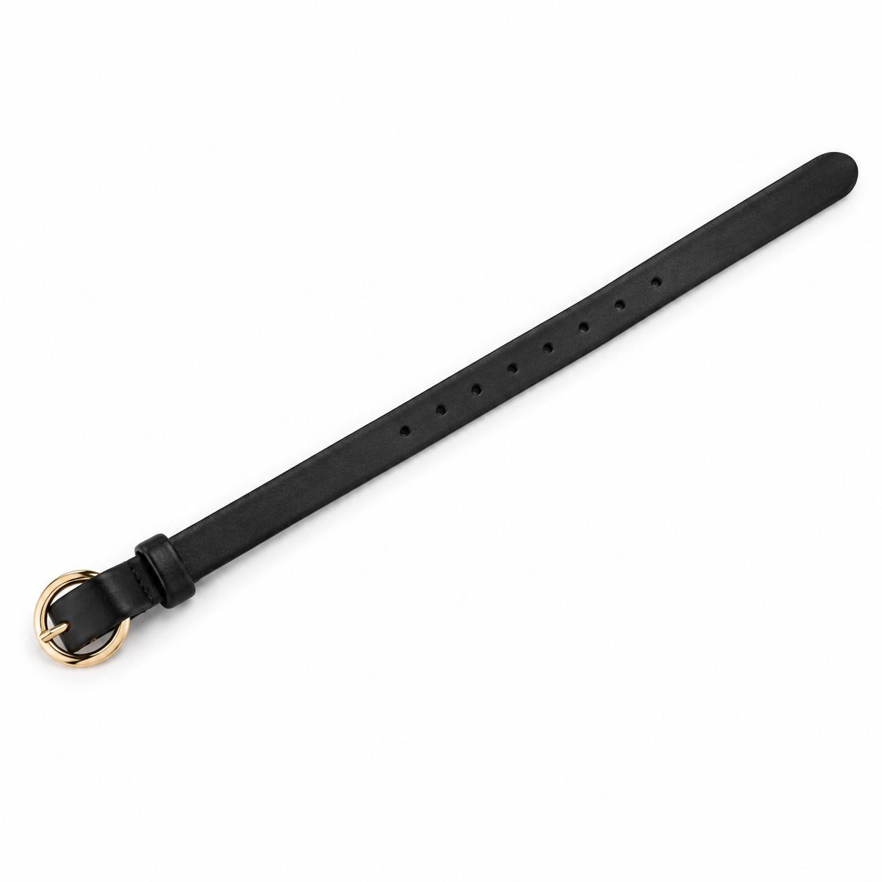 Ceinture noire avec boucle dorée 3 cm unisexe cuir végétal NARSAGO