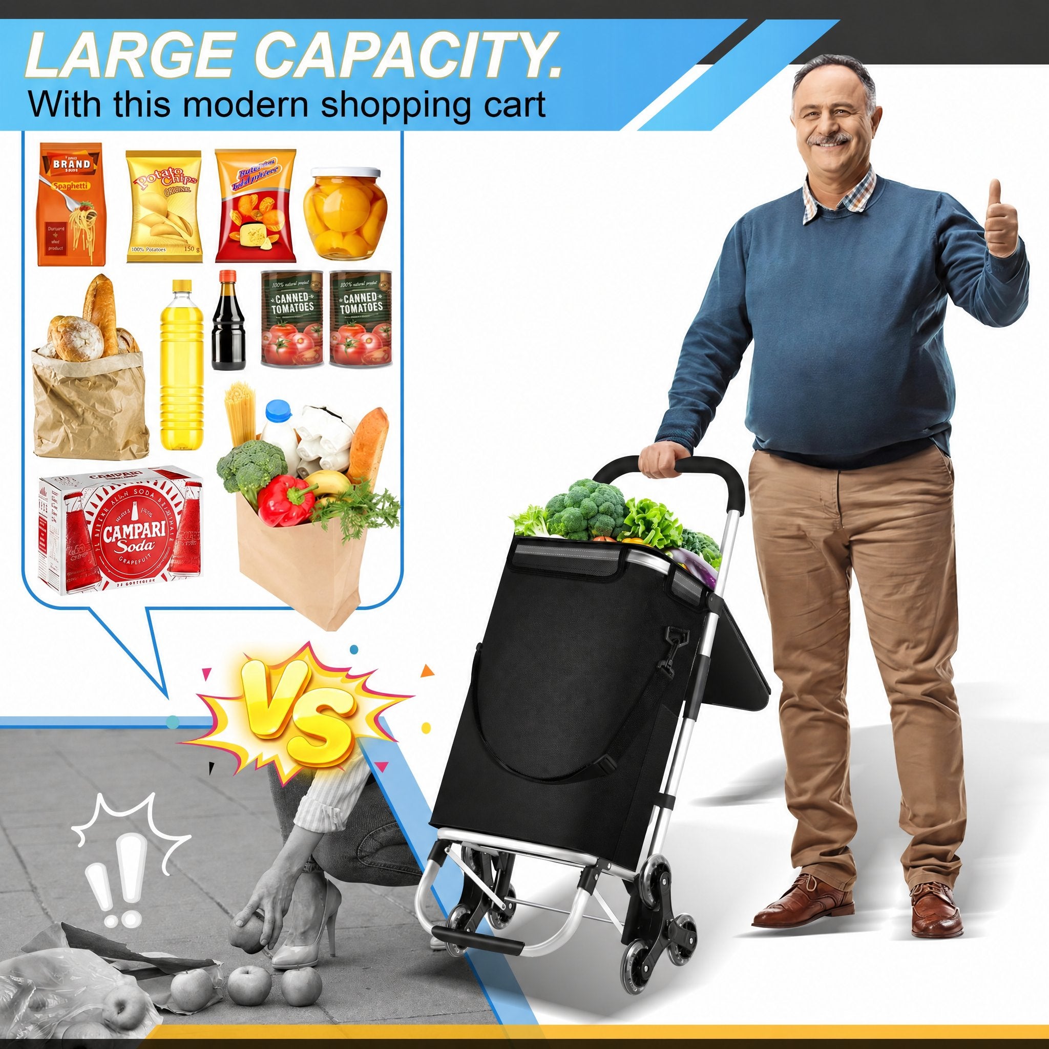 Chariot de courses pliable 40 l