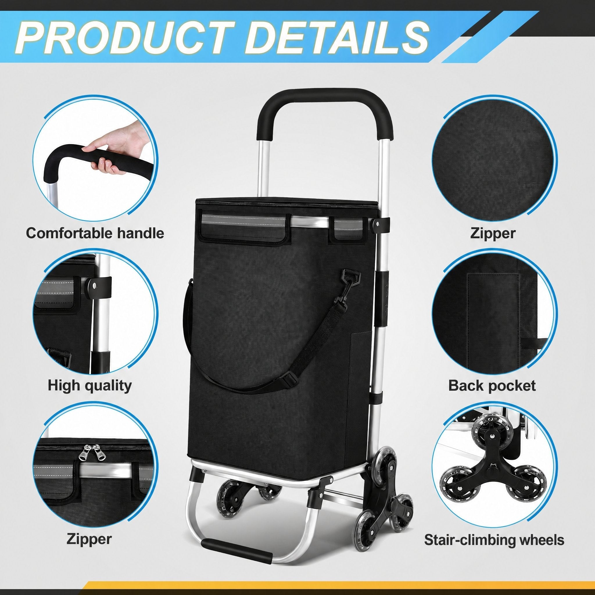 Chariot de courses pliable 40 l