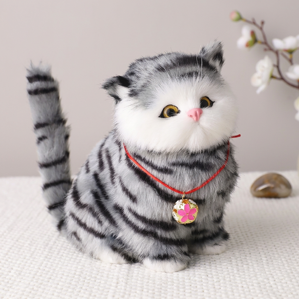 Chaton robot interactif réaliste tigré, chat robot qui marche et miaule