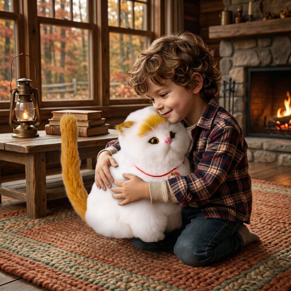 Chaton robot interactif réaliste tigré, chat robot qui marche et miaule