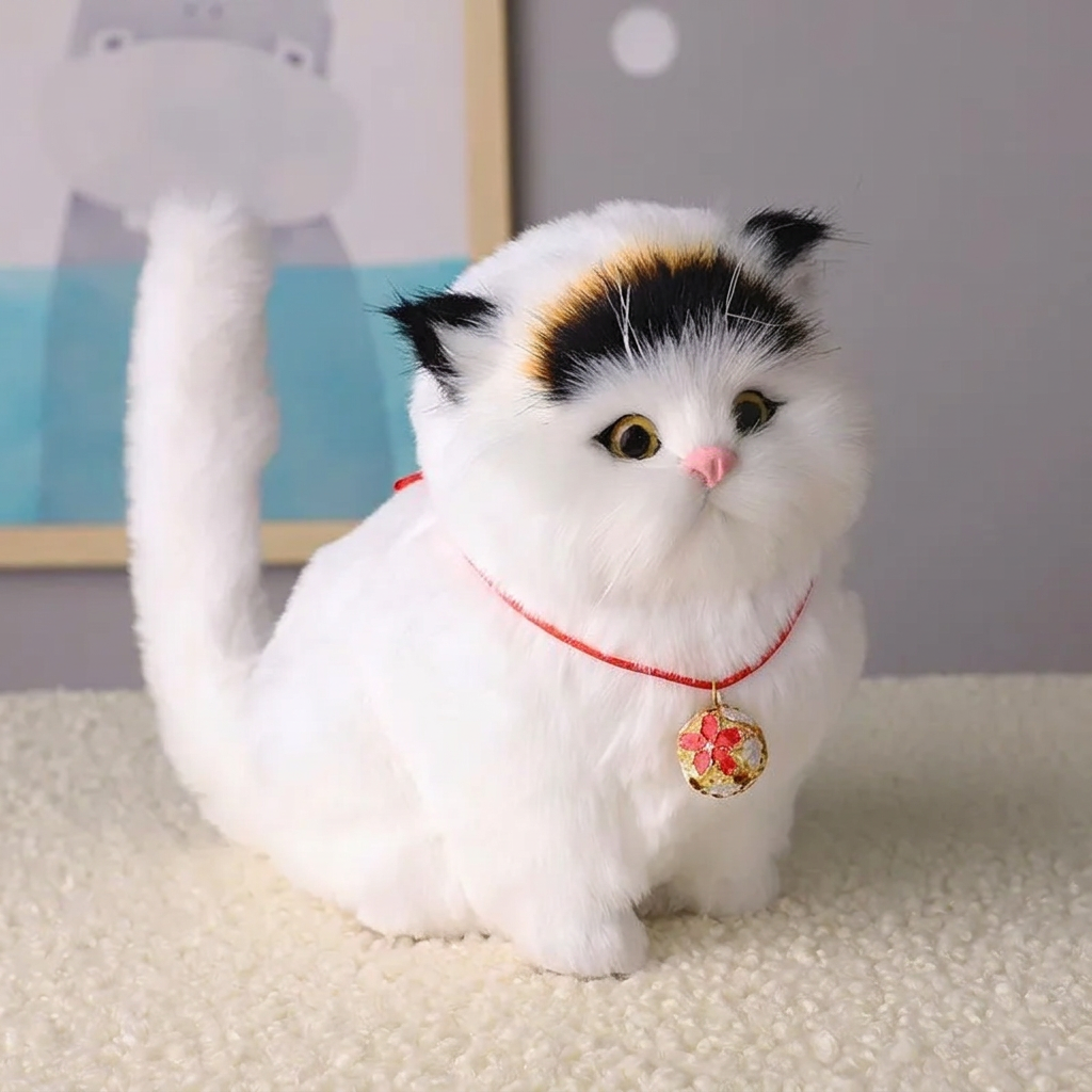 Chaton robot interactif réaliste tigré, chat robot qui marche et miaule