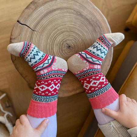 Chaussettes thermiques en mélange de laine avec motif nordique, lot d'hiver de 5 paires, taille EU 36-39, 6 modèles