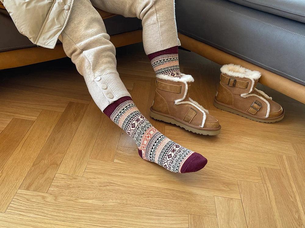 Chaussettes thermiques en mélange de laine avec motif nordique, lot d'hiver de 5 paires, taille EU 36-39, 6 modèles