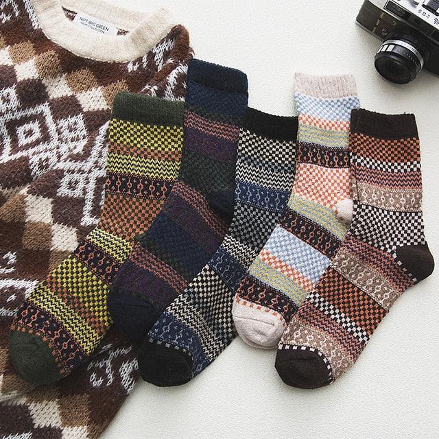 Chaussettes thermiques en mélange de laine avec motif nordique, lot d'hiver de 5 paires, taille EU 36-39, 6 modèles