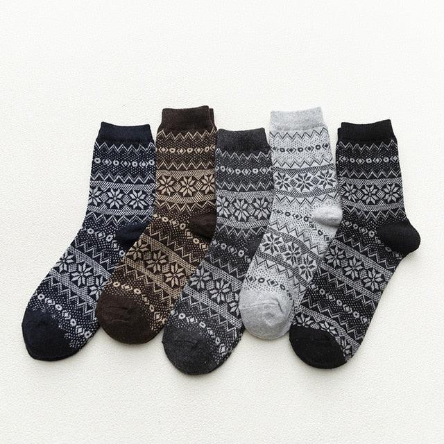 Chaussettes thermiques en mélange de laine avec motif nordique, lot d'hiver de 5 paires, taille EU 36-39, 6 modèles