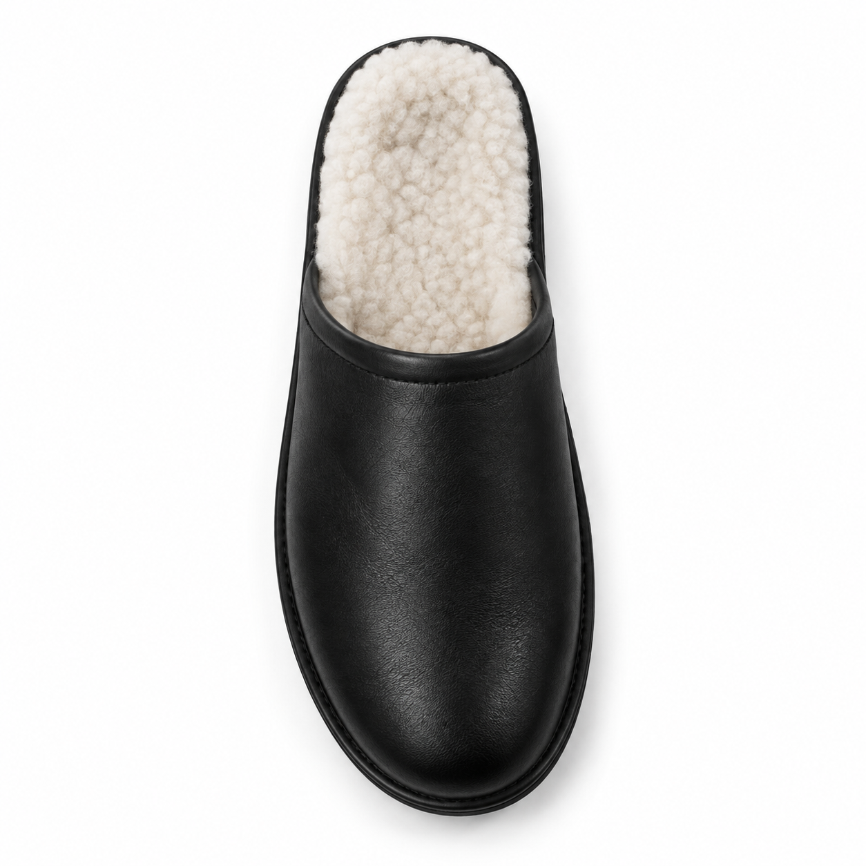 Chaussons d'intérieur noirs pour homme doublés fausse fourrure