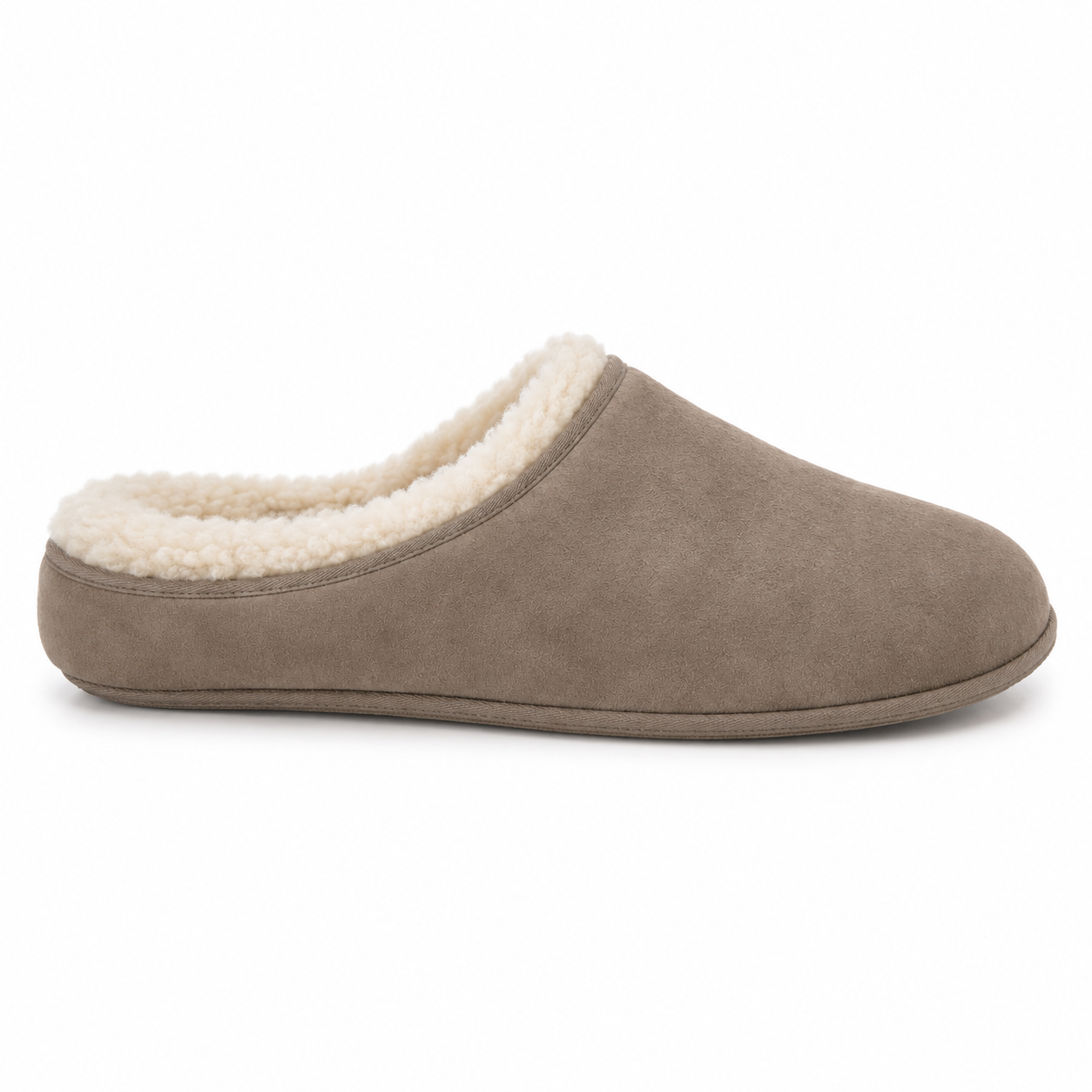 Chaussons homme taupe en suède doublés imitation peau lainée