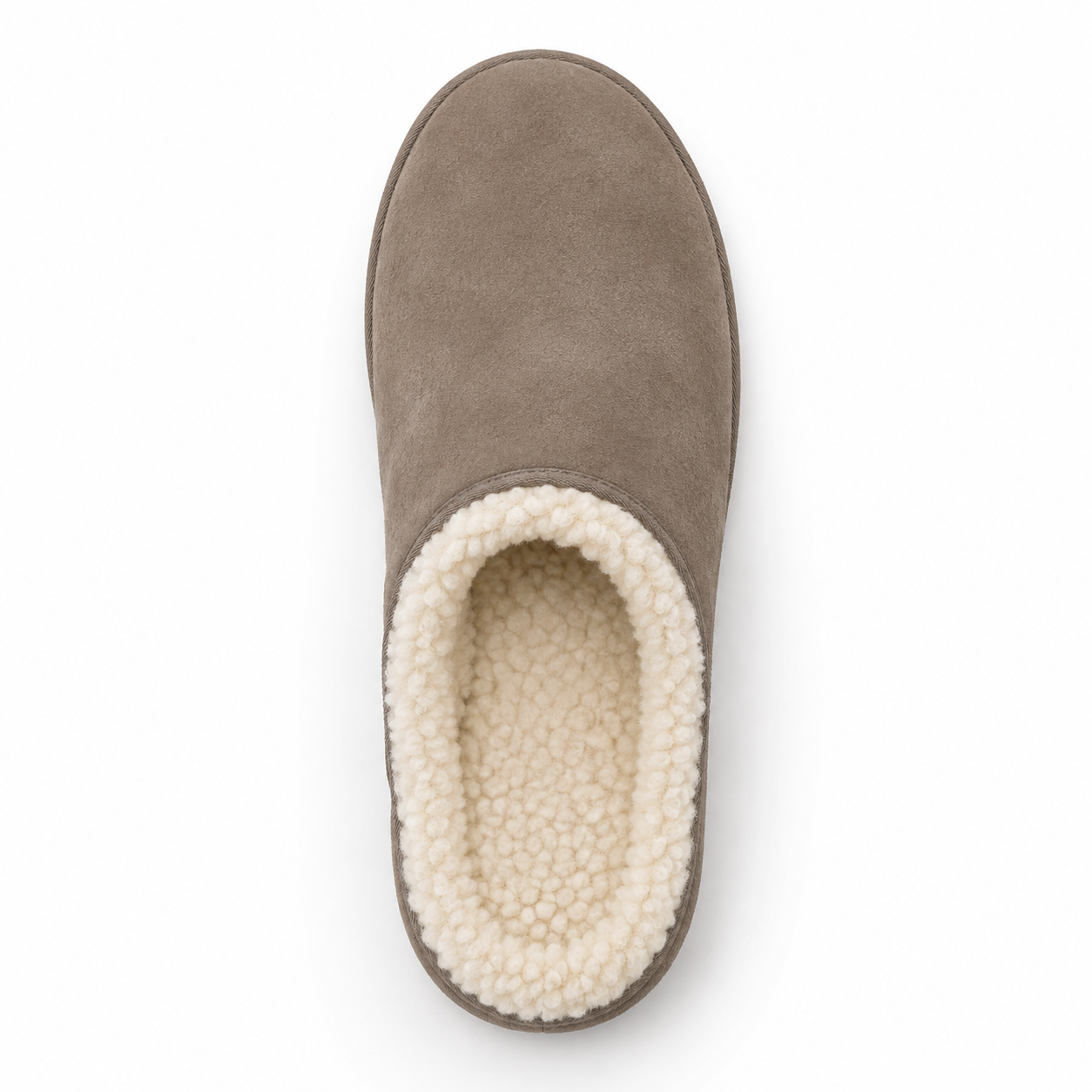 Chaussons homme taupe en suède doublés imitation peau lainée