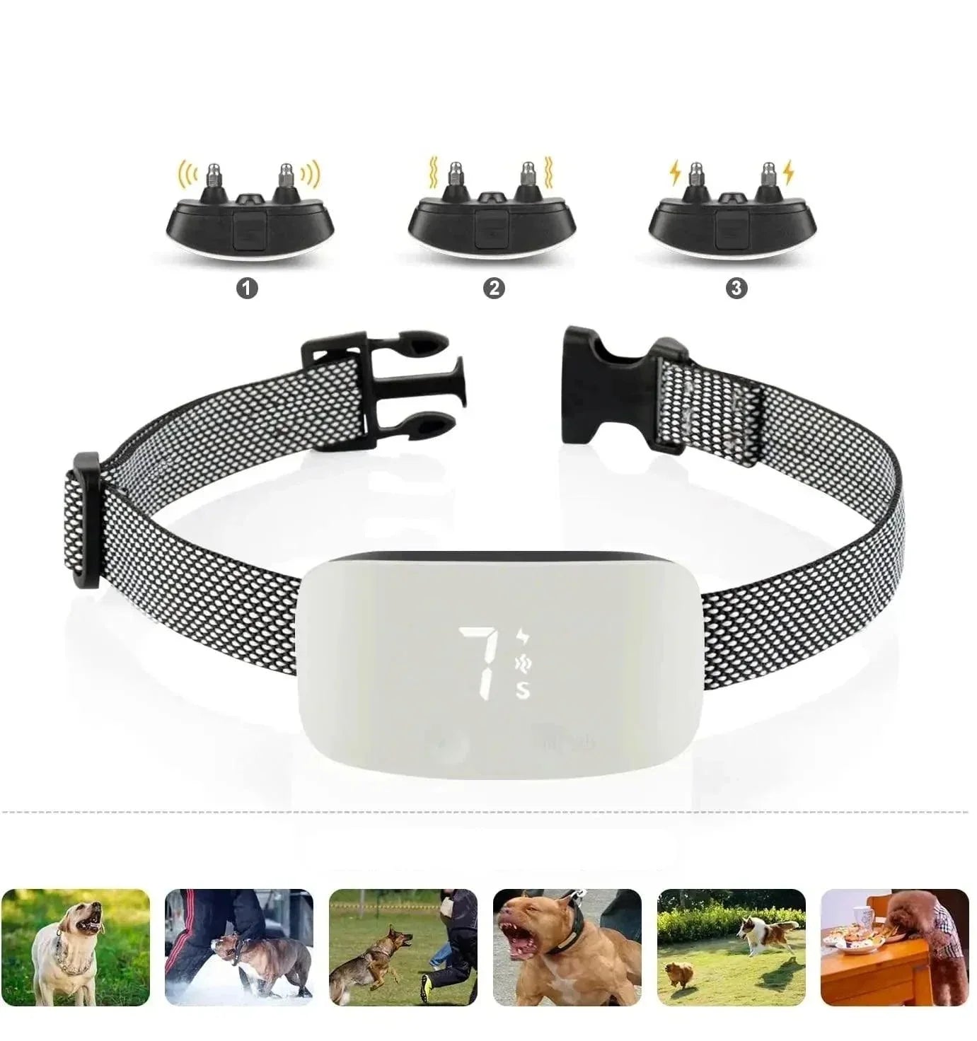 Collier de dressage anti-aboiement automatique pour chien, rechargeable, étanche IP67