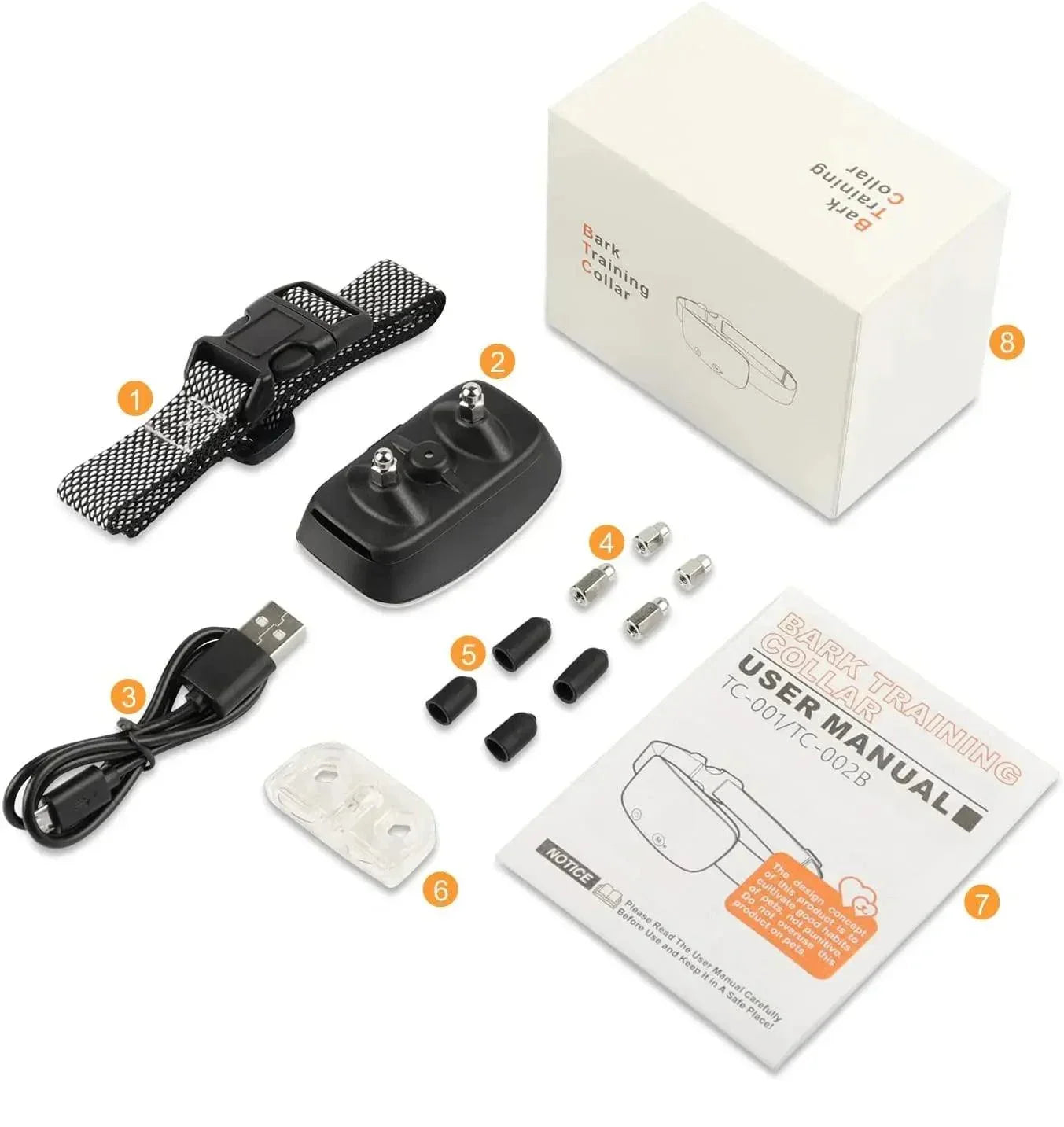 Collier de dressage anti-aboiement automatique pour chien, rechargeable, étanche IP67