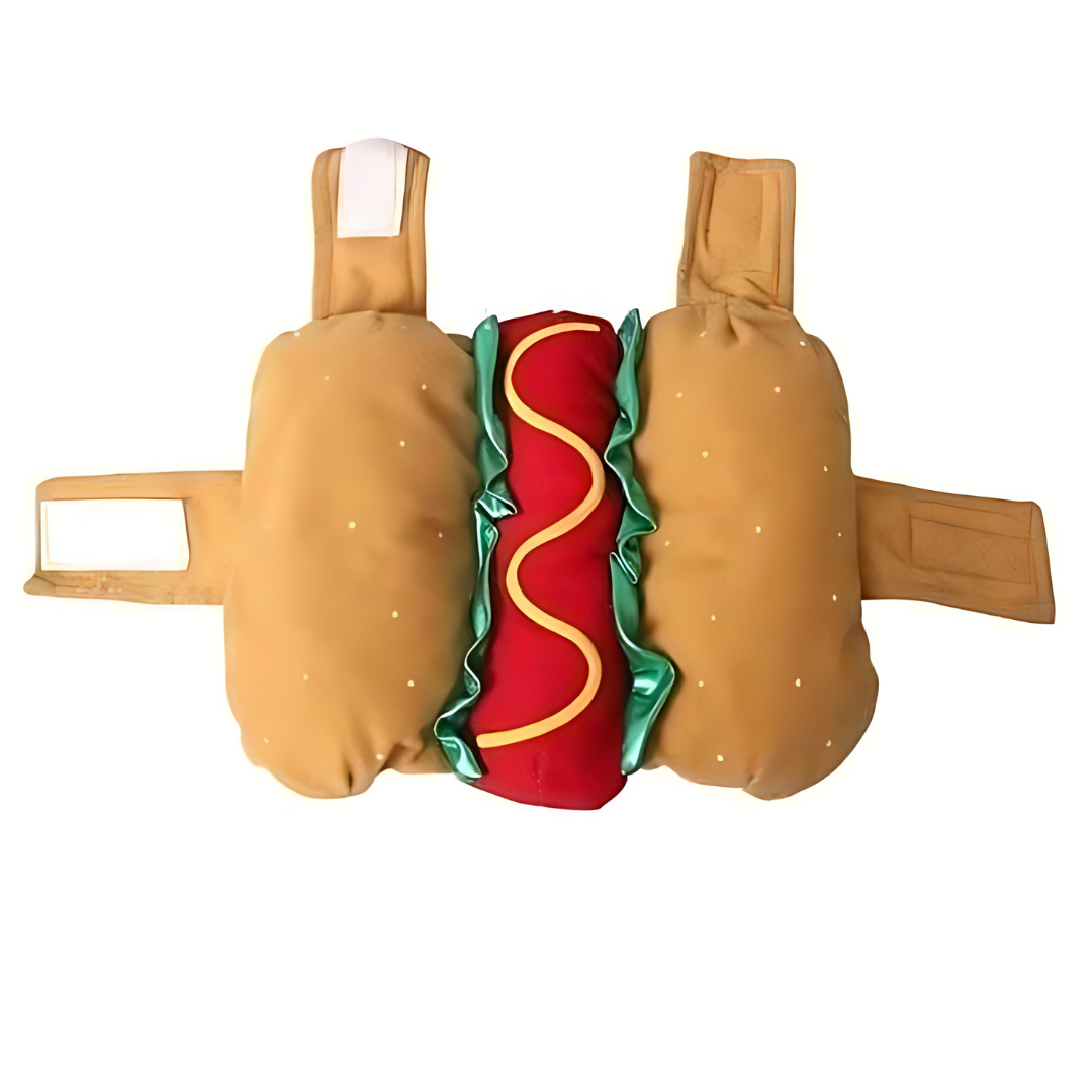 Costume hot dog pour chien, déguisement Halloween une pièce avec sangles ajustables à scratch, tailles XS à 2XL