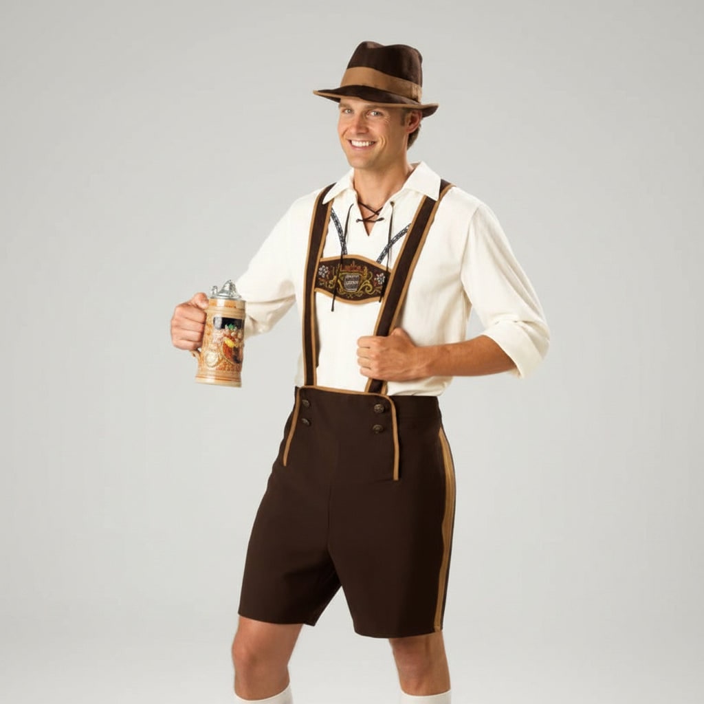 Costume traditionnel bavarois pour homme avec short et chemisier