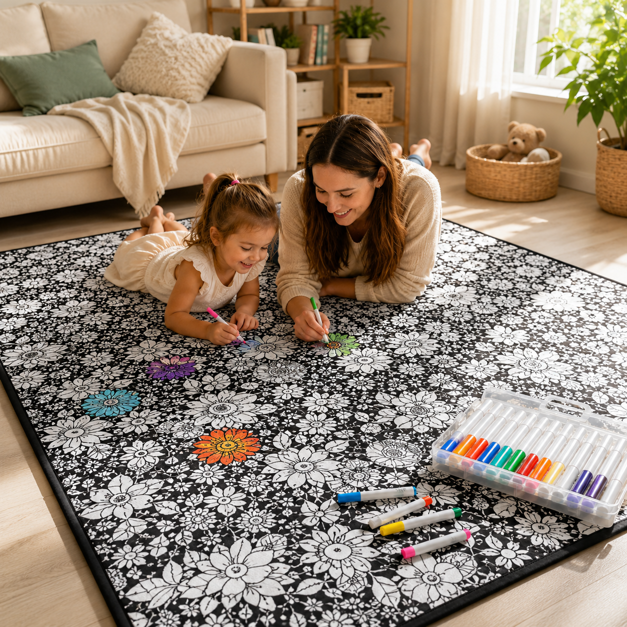 Couverture à colorier DIY pour enfants, tissu peluche doux, lavable et réutilisable