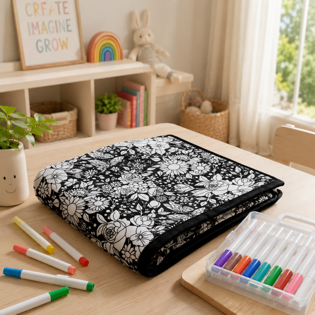 Couverture à colorier DIY pour enfants, tissu peluche doux, lavable et réutilisable