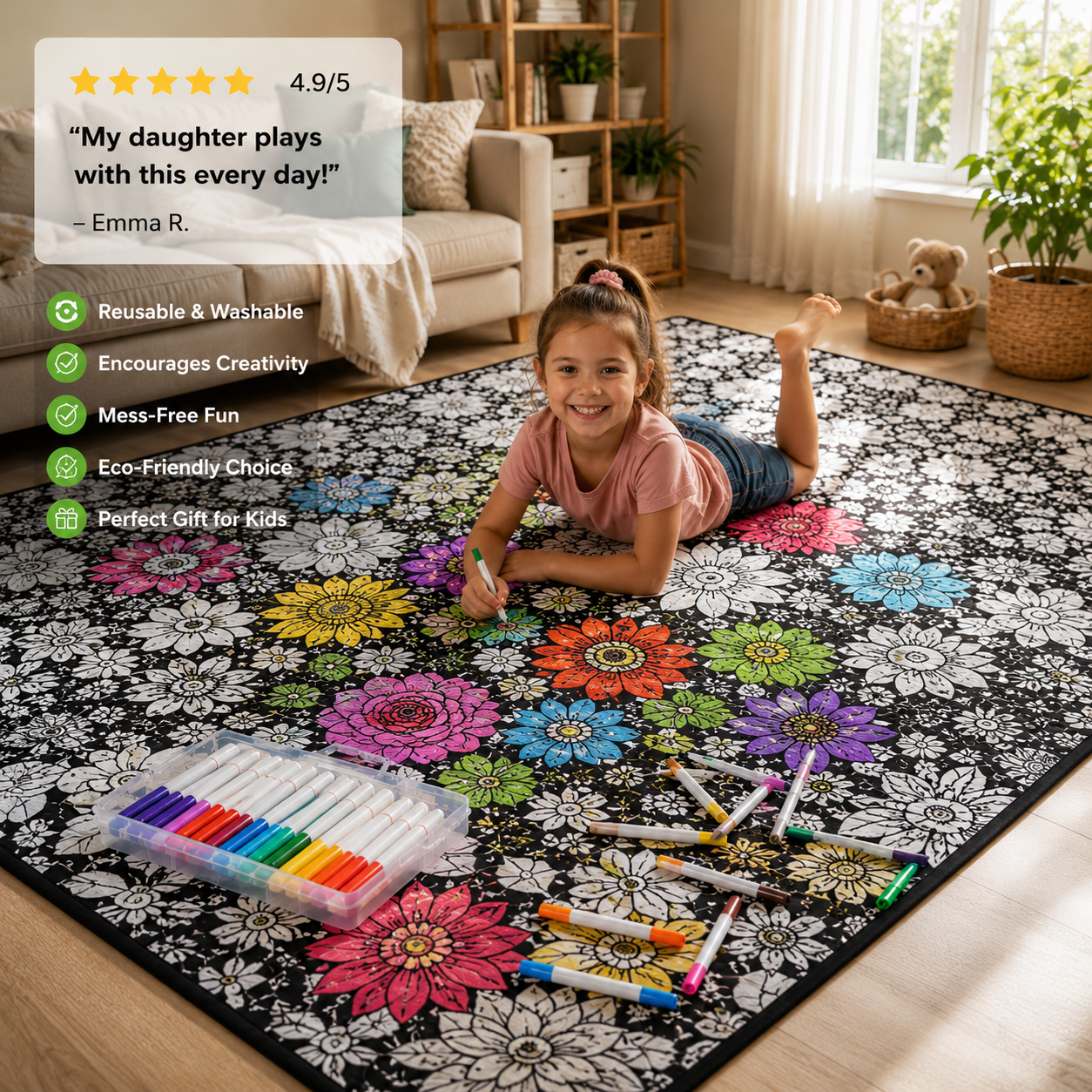 Couverture à colorier DIY pour enfants, tissu peluche doux, lavable et réutilisable