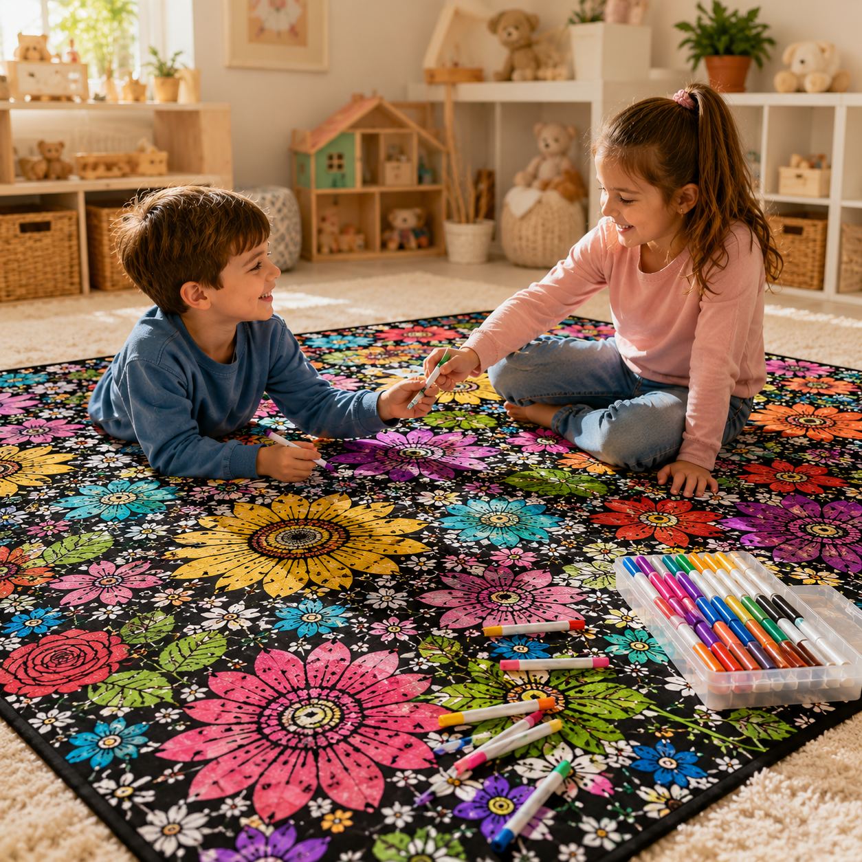 Couverture à colorier DIY pour enfants, tissu peluche doux, lavable et réutilisable