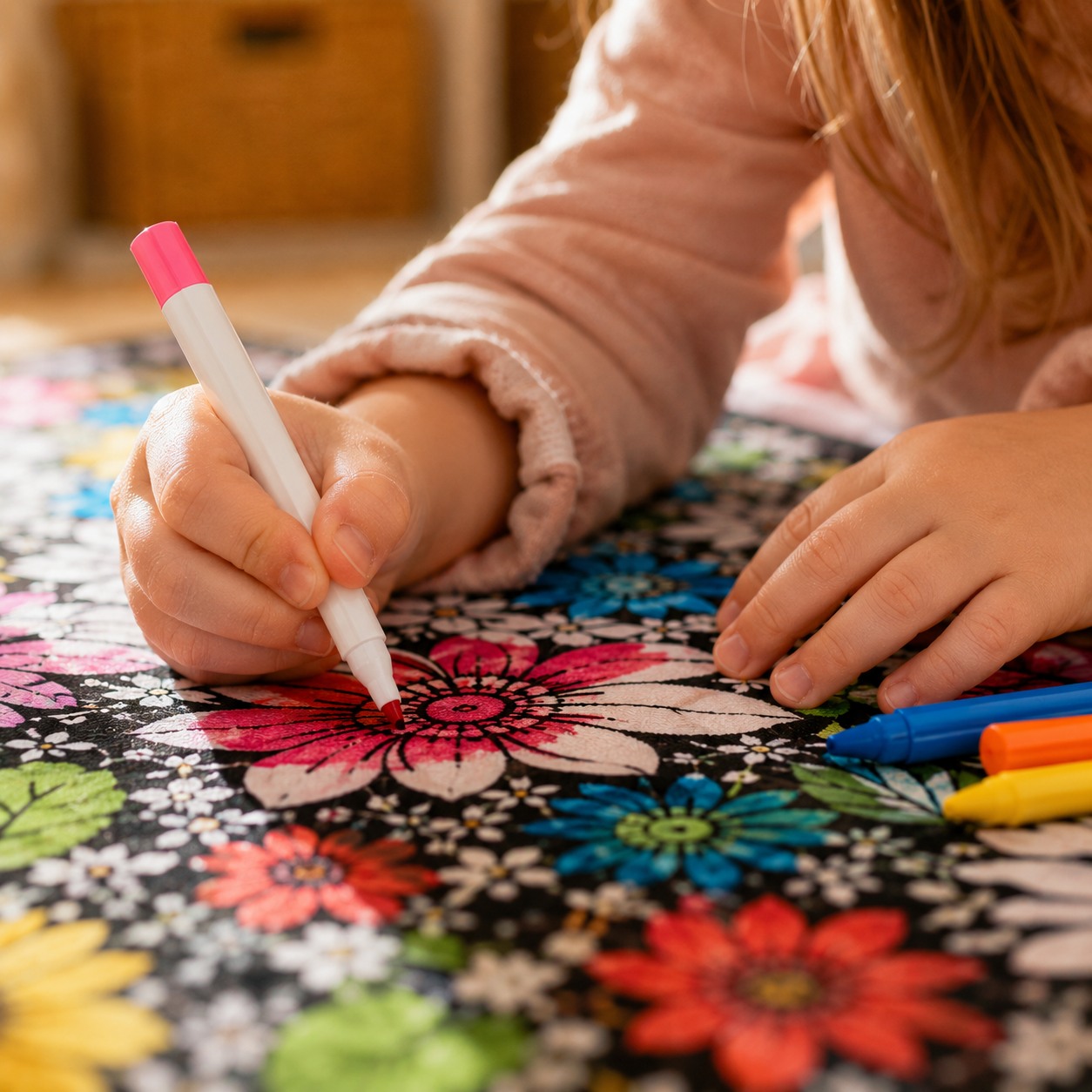 Couverture à colorier DIY pour enfants, tissu peluche doux, lavable et réutilisable