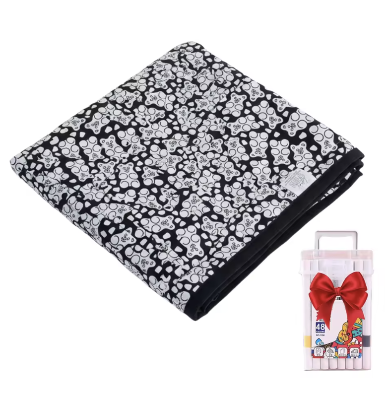 Couverture à colorier DIY pour enfants, tissu peluche doux, lavable et réutilisable