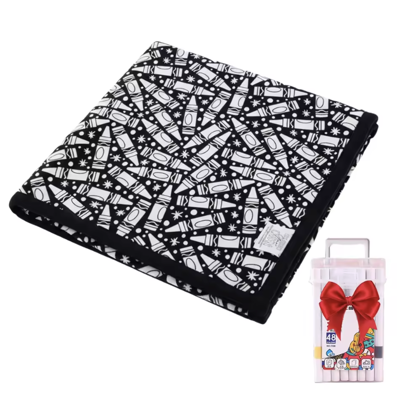 Couverture à colorier DIY pour enfants, tissu peluche doux, lavable et réutilisable