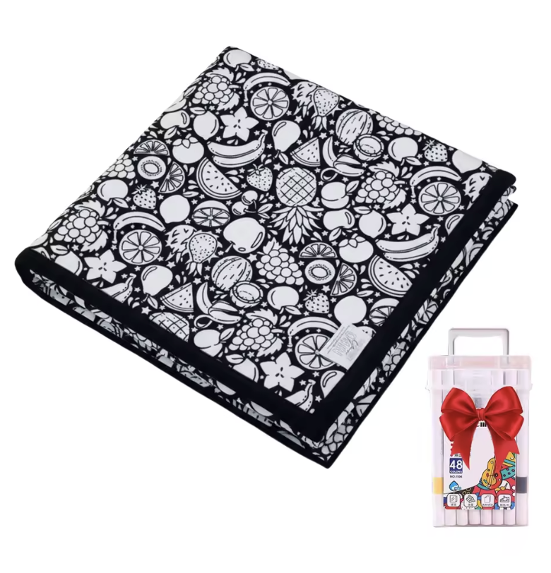 Couverture à colorier DIY pour enfants, tissu peluche doux, lavable et réutilisable