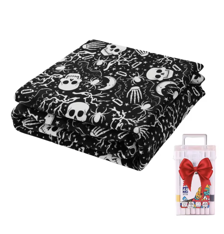 Couverture à colorier DIY pour enfants, tissu peluche doux, lavable et réutilisable