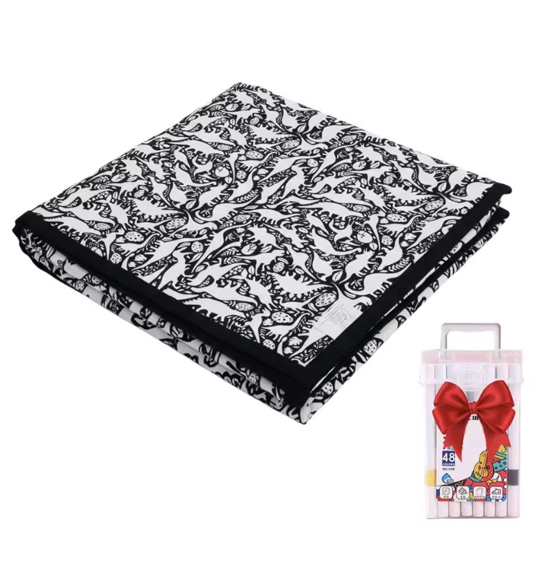 Couverture à colorier DIY pour enfants, tissu peluche doux, lavable et réutilisable