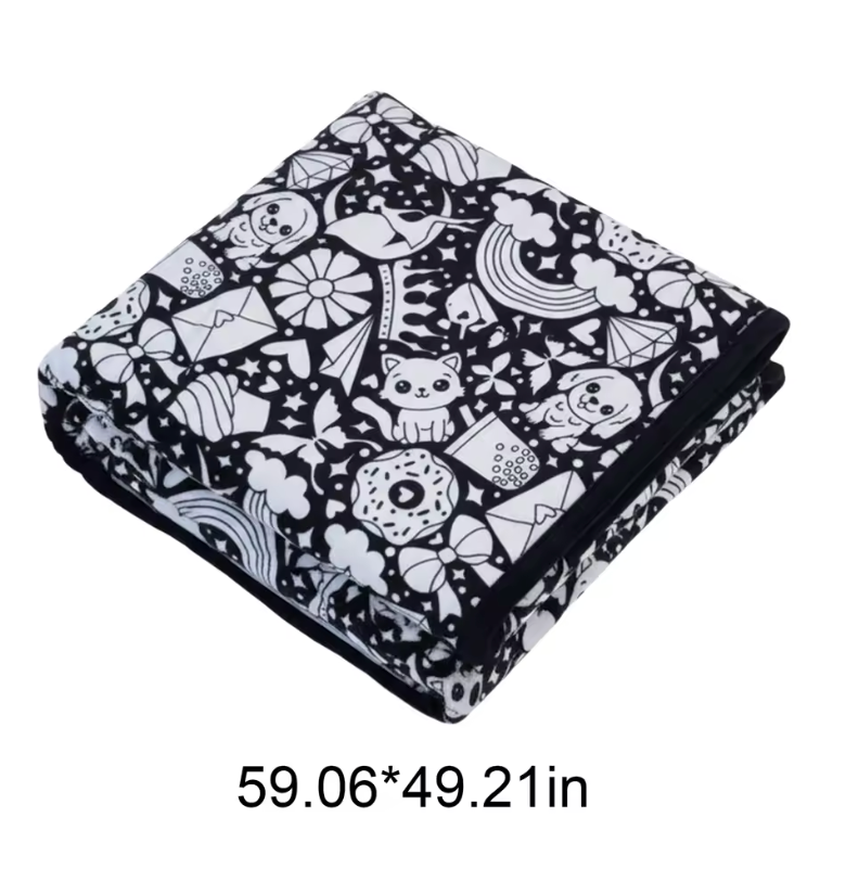 Couverture à colorier DIY pour enfants, tissu peluche doux, lavable et réutilisable