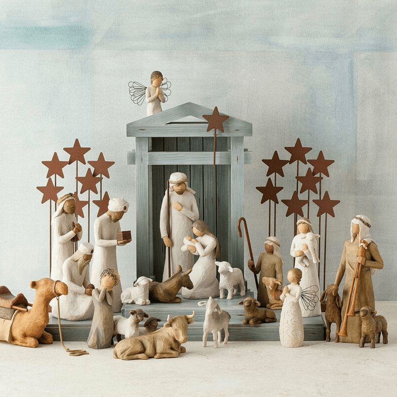 Crèche de Noël artisanale 20 pièces