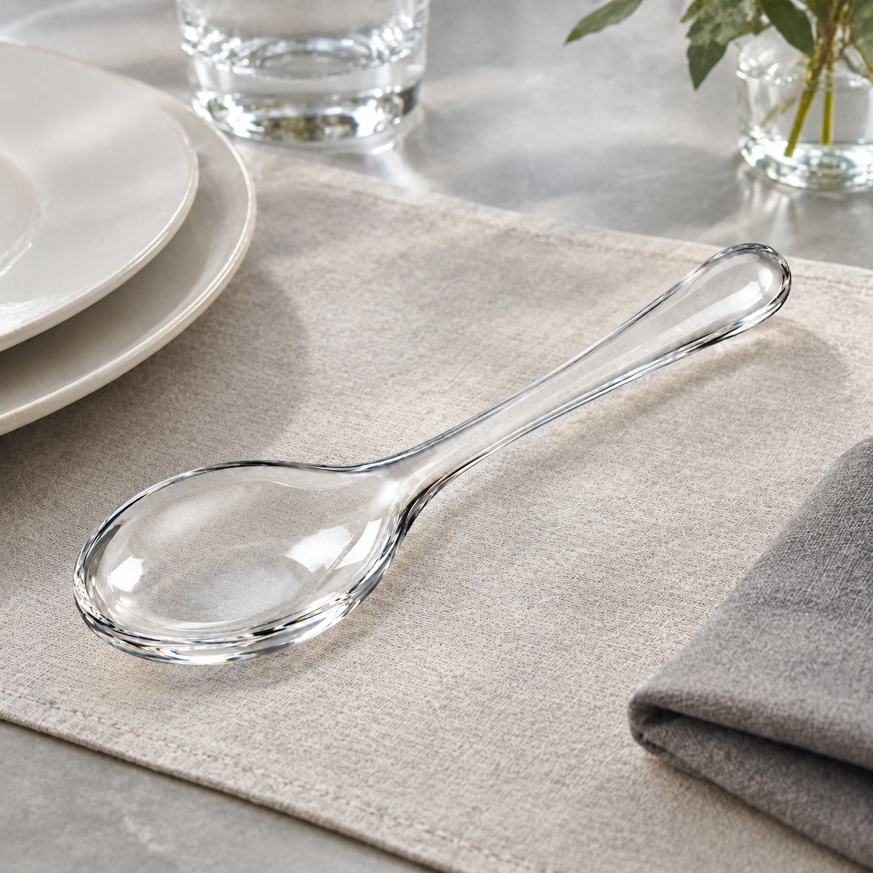 Cuillère de service en verre transparent 20 cm NARSAGO
