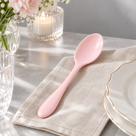 Petite cuillère de service en céramique rose pastel 15 cm