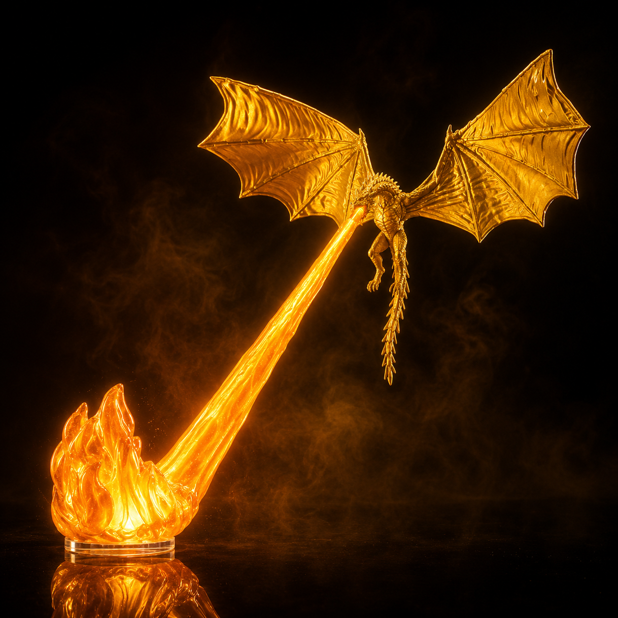 Décoration dragon volant avec effet de flamme lumineuse pour chambres fantastiques