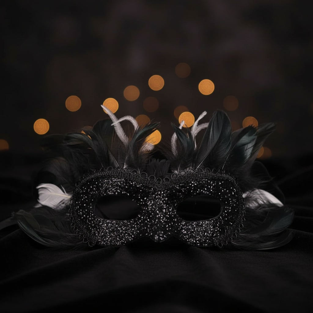 Déguisement Halloween fille, robe noire et blanche à pois dalmatien avec cape, polyester, masque à plumes et perruque bi